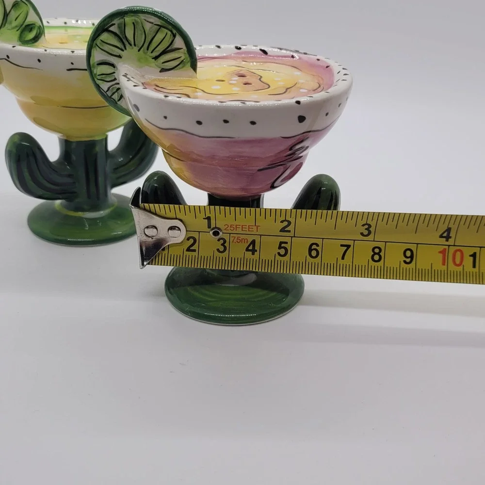 C.A. Ceramic Margarita Cactus Salt and Pepper Shaker Set Southwest Barware Decor